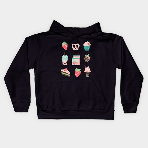 Strawberry Treats Kids Hoodie by Drafts n Doodles